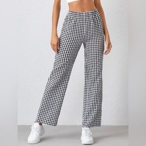 SHEIN Gingham straight leg pants